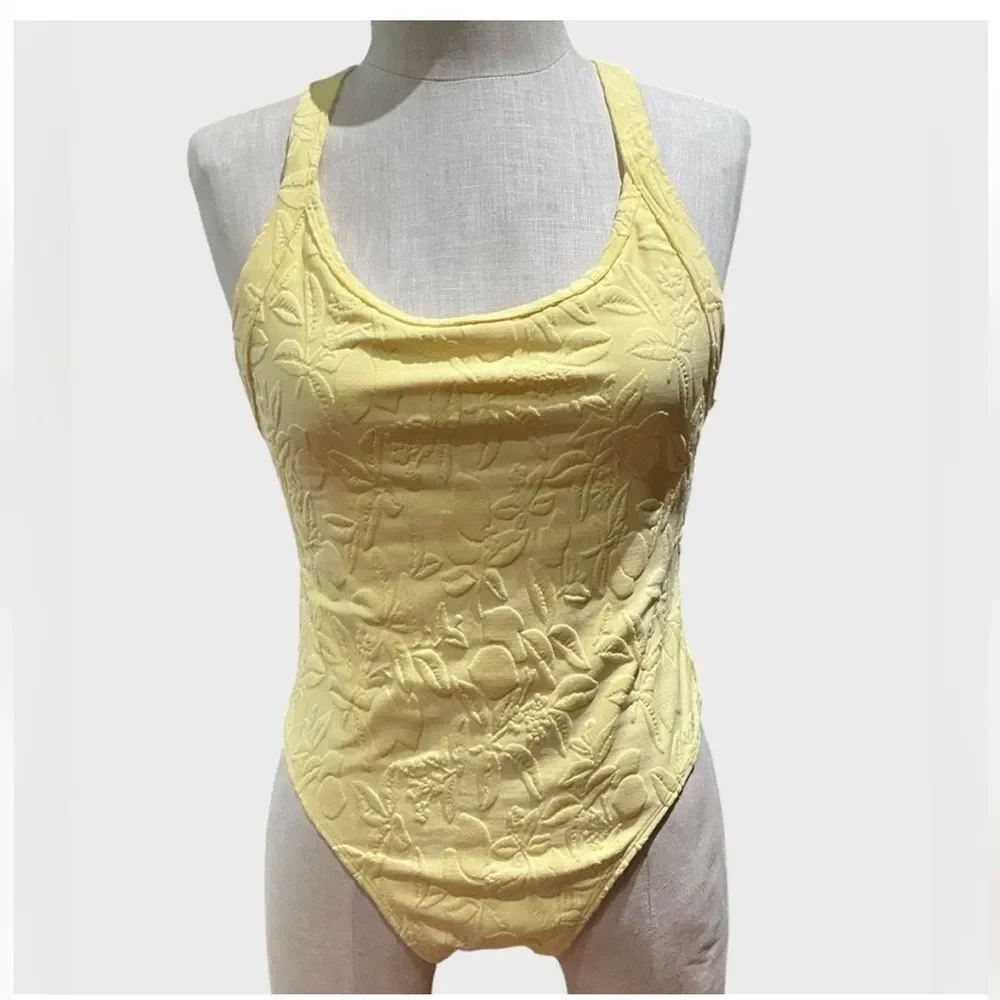 Twenty Montreal Citron Yellow Textured One Piece Swimsuit NWT